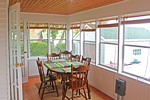 Severn Muskoka Cottage rentals  Orkney Beach 1 on McPhee Bay Lake Simcoe Dining in the sunroom